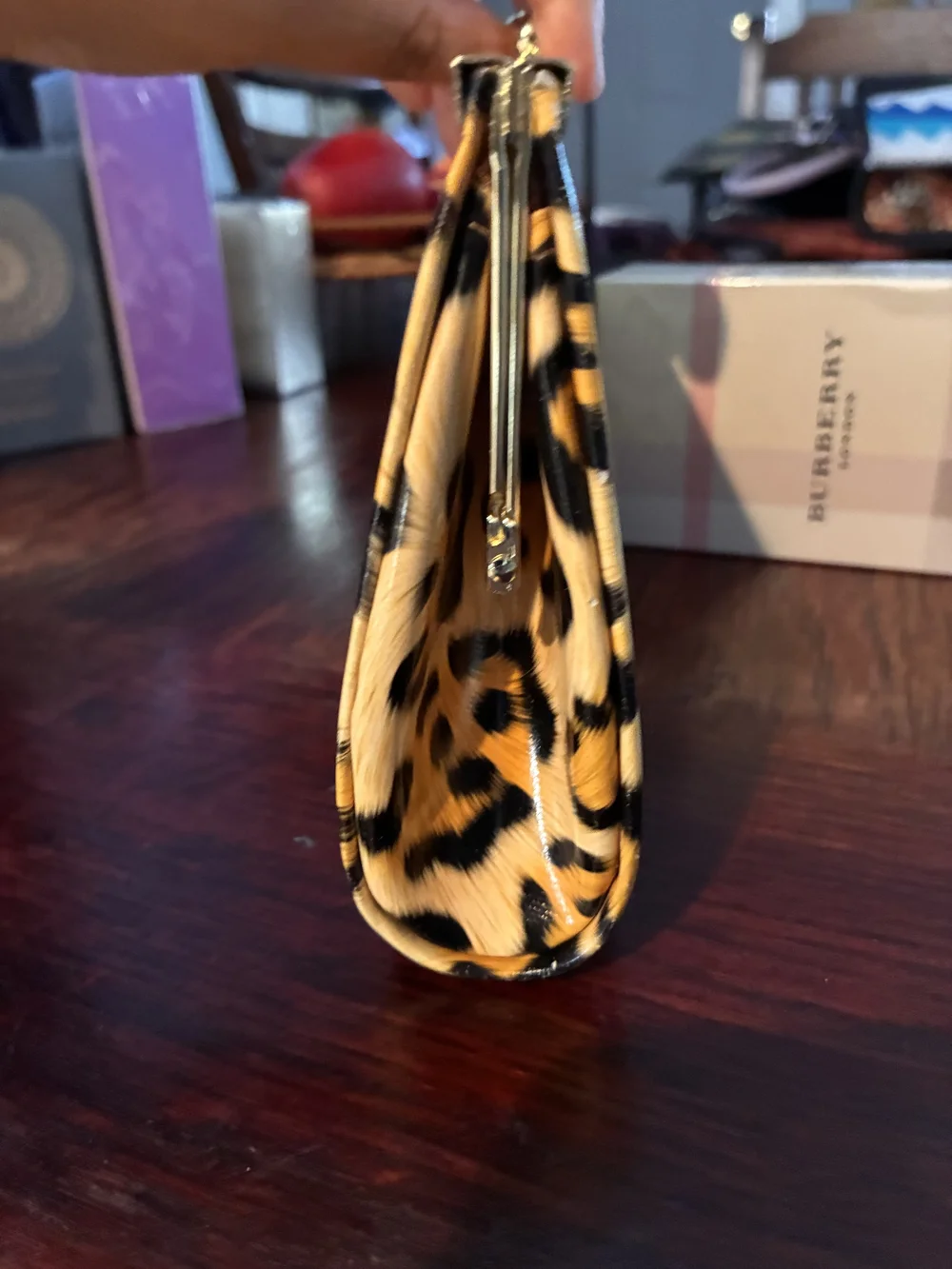 Leopard Print Clasp Wallet - Yellow/Black